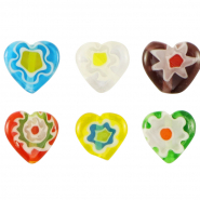 Millefiori kralen hart bloem Multicolour