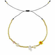 Trendy armbanden mixed beads Yellow-pink-gold