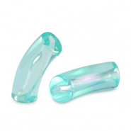 Acryl tube kralen Turquoise blue-AB coating