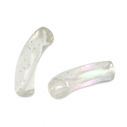 Acryl tube kralen Transparant glitter-AB coating