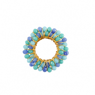 Roestvrij stalen (RVS) Stainless steel bedels facet 24mm Blue-gold