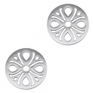 Roestvrij stalen (RVS) Stainless steel bedels tussenstuk bloem Silver