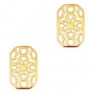 Roestvrij stalen (RVS) Stainless steel bedels tussenstuk octagon bloem Gold