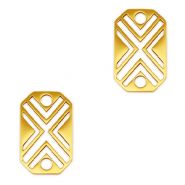 Roestvrij stalen (RVS) Stainless steel bedels tussenstuk octagon X Gold