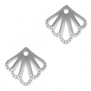 Roestvrij stalen (RVS) Stainless steel bedels tussenstuk schelp Silver