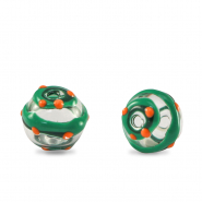 Handgeschilderde glaskralen 8mm Transparent-green orange