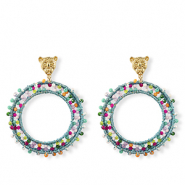 Top facet oorbellen 60mm Gold-multicolour