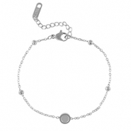 Birthstones armband met setting Stainless Steel (RVS) voor SS16 flat back Silver