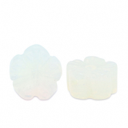 Natuursteen kralen glas bloem Transparent white