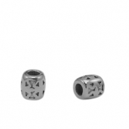 Roestvrij stalen (RVS) Stainless steel kralen 5mm Antiek zilver