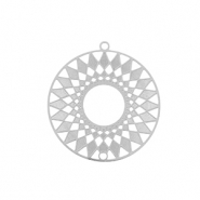 Roestvrij stalen (RVS) Stainless steel bedels bohemian 25mm Silver