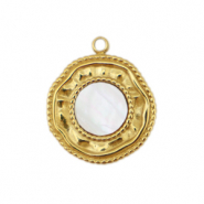 Roestvrij stalen (RVS) Stainless steel bedels schelp irregular Gold-white (natuurlijke kleur)