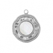 Roestvrij stalen (RVS) Stainless steel bedels schelp irregular Silver-white (natuurlijke kleur)