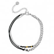 Roestvrij stalen (RVS) Stainless steel armbanden duo layer Silver-black