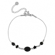 Roestvrij stalen (RVS) Stainless steel armbanden ster Silver-black