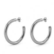 Roestvrij stalen (RVS) Stainless steel oorbellen / oorstekers creolen Silver