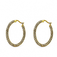 Roestvrij stalen (RVS) Stainless steel oorbellen zirkonia creolen Gold