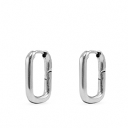 Roestvrij stalen (RVS) Stainless steel oorbellen / oorstekers ovaal Silver