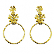 Roestvrij stalen (RVS) Stainless steel oorbellen / oorstekers bloem Gold