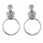 Roestvrij stalen (RVS) Stainless steel oorbellen / oorstekers bloem Silver