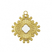 Roestvrij stalen (RVS) Stainless steel bedel bloem Gold / White