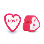 Polymeer kralen ''Love'' Red-White
