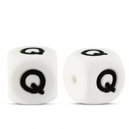 Letterkralen van siliconen Q White-black