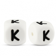 Letterkralen van siliconen K White-black