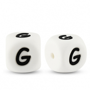 Letterkralen van siliconen G White-black