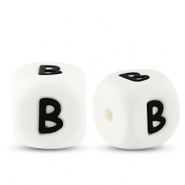 Letterkralen van siliconen B White-black