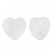Natuursteen bedels glas hart White