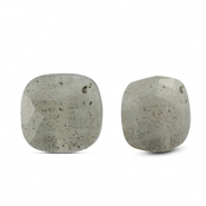 Natuursteen kralen glas vierkant Light gray
