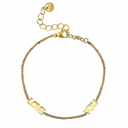 Roestvrij stalen (RVS) Stainless steel armbanden ''LOVE YOU'' Gold