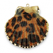 Schelp hangers specials Sint Jacobsschelp luipaard Copper brown-gold