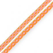 Lint met tekst bloem Orange-light pink