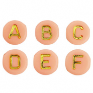 Letterkralen van acryl mix Light peach pink-gold