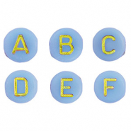 Letterkralen van acryl mix Light blue-gold