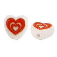 Letterkralen van acryl hart White-red