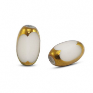 Ovale glaskralen facet White-gold