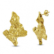 Roestvrij stalen (RVS) Stainless steel oorbellen / oorstekers Gold