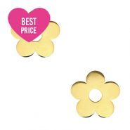 Roestvrij stalen (RVS) Stainless steel bedels bloem Gold