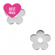 Roestvrij stalen (RVS) Stainless steel bedels bloem Silver