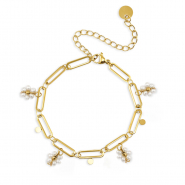 Roestvrij stalen (RVS) Stainless steel armbanden parels Gold