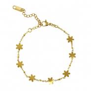 Roestvrij stalen (RVS) Stainless steel armbanden bloem Gold