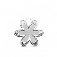 Roestvrij stalen (RVS) Stainless steel bedels bloem Silver
