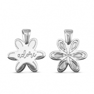 Roestvrij stalen (RVS) Stainless steel bedels bloem Silver