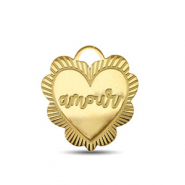 Roestvrij stalen (RVS) Stainless steel bedels ''amour'' Gold