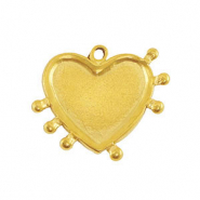 Roestvrij stalen (RVS) Stainless steel bedels hart Gold