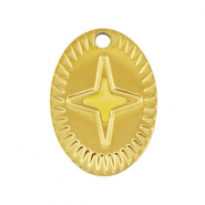 Roestvrij stalen (RVS) Stainless steel bedels ovaal ster Gold-yellow