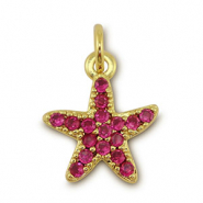 Brass TQ metaal bedels zeester Gold-magenta